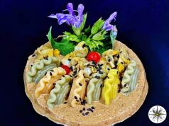 Creste di gallo con berberechos galiziani e pesto ai fiori di salvia