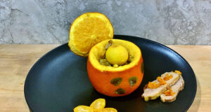 Anatra all’arancia con kumquat disidratato e Cardenal Mendoza