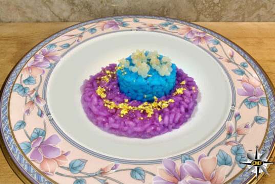 FunCool: bicromia di riso con caviale di lumaca e briciole d’oro