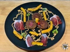 Tapas di gofio con Pata Negra, Chorizo, mais e maionese al cumino
