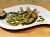 Foglie di ulivo al pesto taggiasco con storione bianco affumicato