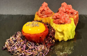 Fichi d’India fritti con tartare di Fassona marinata alle erbe di Provenza