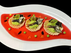 Venus 3D con percebes, pesto di salicornia e dashi al miso rosso