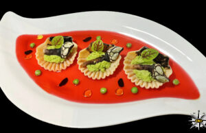 Venus 3D con percebes, pesto di salicornia e dashi al miso rosso