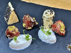 Tataki di Reggiano DOP 40 mesi e crudo di Parma con spuma di parmigiano