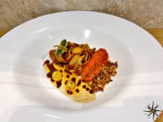 Fettuccine ricce con sarde in salsa di pomodoro, crema di habanero e cioccolato