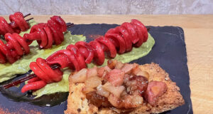 Spiedini “vesuviani” al pesto di rucola e avocado con brunoise di nervetti